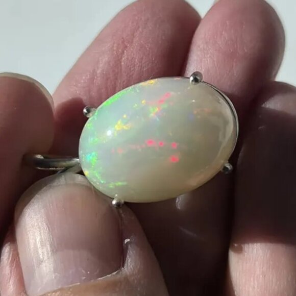 Huge Precious Color Play Opal in Sterling Silver Pendant - Picture 9 of 16